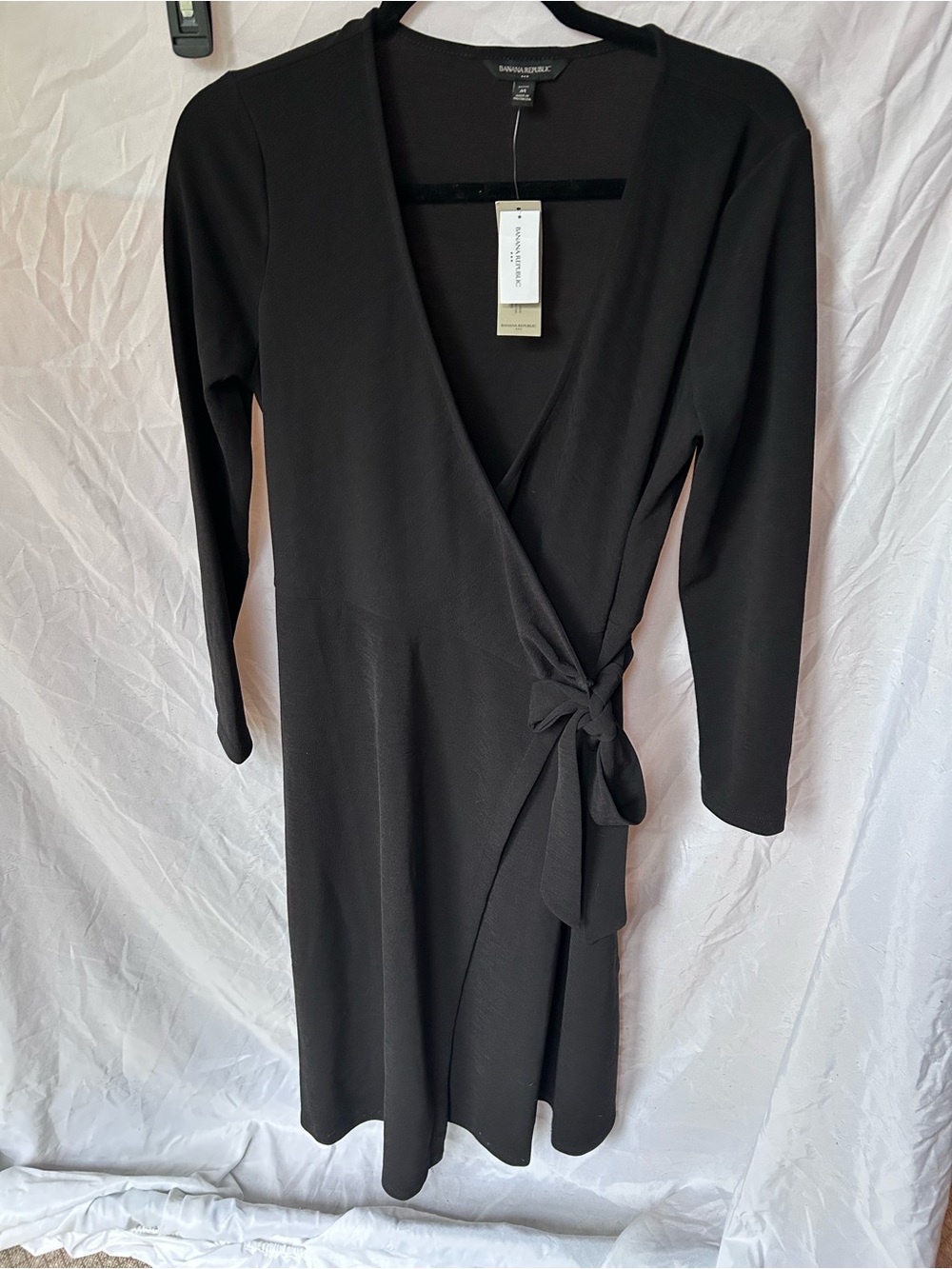 NWT Banana Republic Black True Wrap Dress MP Petite